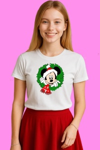 Tricou Mickey Ascuns In Coronita Craciun, din bumbac 100%, tricou alb, Copii | Dama | Barbat - Img 3