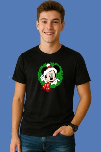 Tricou Mickey Cu Coronita Si Fular Rosu, din bumbac 100% Copii | Dama | Barbat - Img 3