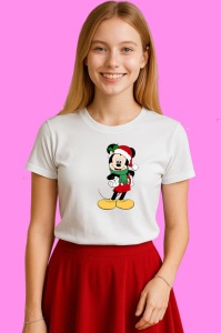Tricou Mickey Cu Fular Verde Si Caciula, din bumbac 100% Copii | Dama | Barbat