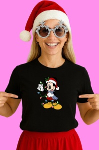 Tricou Mickey Cu Instalatie Luminoasa Craciun, din bumbac 100% Copii | Dama | Barbat - Img 3