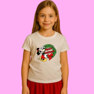 Tricou Mickey Langa Coronita Merry Christmas, din bumbac 100%, tricou alb, Copii | Dama | Barbat - Img 2