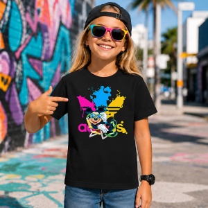 Tricou Mickey Mouse Beach Chill Urban Street Art Colorful, din bumbac 100%, tricou negru, Copii | Dama | Barbat - Img 7