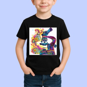 Tricou Microscop colorat stil graffiti desen digital Copii | Dama | Barbat, culoare negru - Img 3