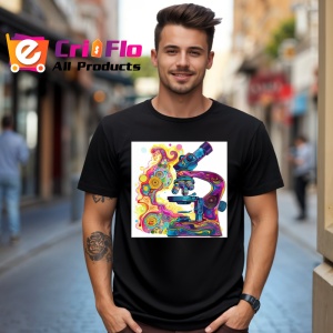 Tricou Microscop colorat stil graffiti desen digital Copii | Dama | Barbat, culoare negru - Img 5
