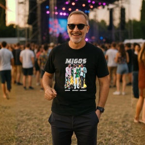Tricou Migos - Pink & Silver Theme, muzica Hip-Hop / Trap, Dama | Barbat | Copii, Culoare Negru - Img 8