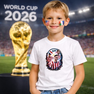 Tricou Miguel Almiron Paraguay World Cup Fifa 2026 V3, din bumbac 100%, tricou alb, Copii | Dama | Barbat - Img 5