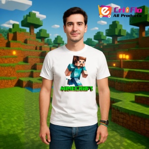 Tricou Minecraft Aventurierul Steve Tricou Alb Copii | Dama | Barbat - Img 1