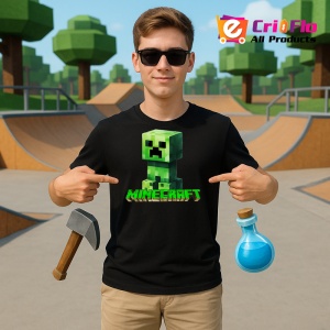 Tricou Minecraft Creeper Verde Tricou Negru Copii | Dama | Barbat - Img 2
