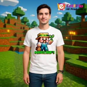 Tricou Minecraft Fermier Zambitor Tricou Alb Copii | Dama | Barbat