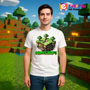 Tricou Minecraft Insula Zburatoare Tricou Alb Copii | Dama | Barbat