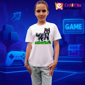 Tricou Minecraft Lup Pixelat Tricou Alb Copii | Dama | Barbat - Img 2
