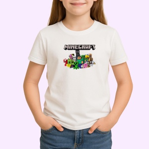 Tricou Minecraft personaje si constructii cubice in lumea virtuala, Copii | Dama | Barbat - Img 3