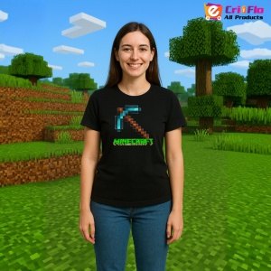 Tricou Minecraft Tarnacop Pixelat Tricou Negru Copii | Dama | Barbat - Img 4