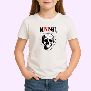 Tricou Minimal Craniu Alb Negru, Copii | Dama | Barbat - Img 3