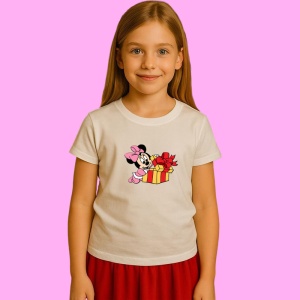 Tricou Minnie Cu Cadou Mare, din bumbac 100% Copii | Dama | Barbat - Img 3