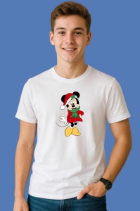 Tricou Minnie Cu Fular Verde Si Caciula Rosie, din bumbac 100% Copii | Dama | Barbat - Img 2
