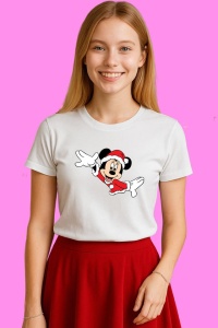 Tricou Minnie Face Salut Craciun, din bumbac 100%, tricou alb, Copii | Dama | Barbat