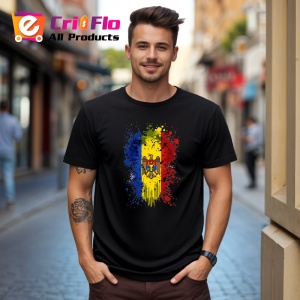 Tricou Moldova Steag Splash Art, Copii | Dama | Barbat, culoare negru - Img 5