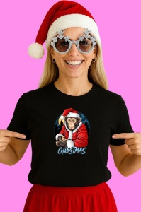 Tricou Monkey Christmas, din bumbac 100% Copii | Dama | Barbat
