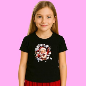 Tricou Mos Craciun Cu Fundal Alb Si Privire Haioasa Craciun, din bumbac 100% Copii | Dama | Barbat - Img 2