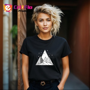 Tricou Munti Alb Negru Linii Geometrice, Copii | Dama | Barbat, culoare negru - Img 12