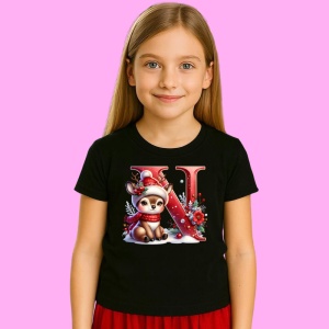 Tricou N Litera Craciun Cu Ren Si Fulgi, din bumbac 100% Copii | Dama | Barbat - Img 2