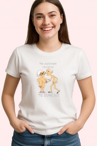 Tricou Ne Sustinem Reciproc Pensionari Te Iubesc, din bumbac 100%, tricou alb, Dama | Barbat - Img 2