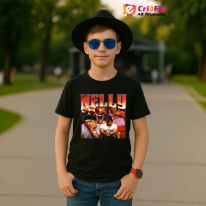 Tricou Nelly - Retro Style, muzica Hip-Hop / Trap, Dama | Barbat | Copii, Culoare Negru - Img 6