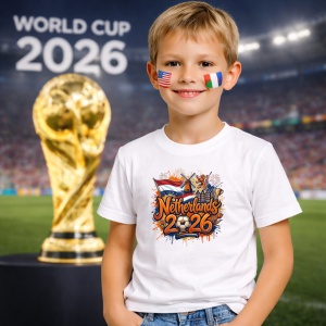 Tricou Netherlands World Cup 2026 Fifa, din bumbac 100%, tricou alb, Copii | Dama | Barbat - Img 5
