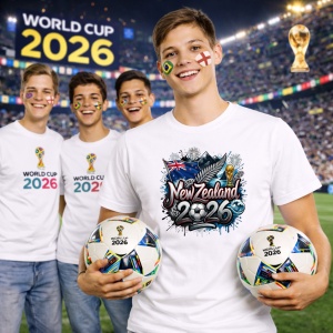 Tricou New Zealand World Cup 2026 Fifa, din bumbac 100%, tricou alb, Copii | Dama | Barbat - Img 7