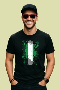 Tricou Nigeria Steag Splash Art, Copii | Dama | Barbat, culoare negru - Img 2