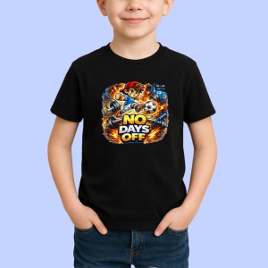 Tricou No Days Off Fotbalist Actiune V2, din bumbac 100%, tricou negru Copii | Dama | Barbat - Img 2