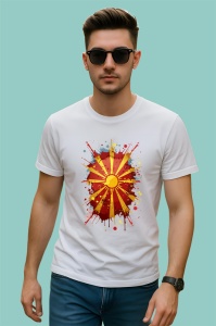 Tricou North Macedonia Steag Splash Art, Copii | Dama | Barbat - Img 2