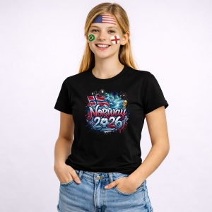 Tricou Norway World Cup 2026 Fifa, din bumbac 100%, tricou negru, Copii | Dama | Barbat