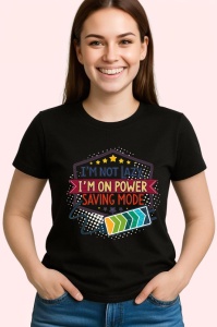 Tricou Not Lazy Power Saving Mode Text, Copii | Dama | Barbat, culoare negru - Img 4