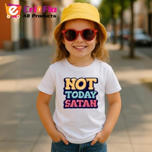 Tricou Not Today Satan Text Mare Colorat, din bumbac 100% , tricou alb pentru Copii | Dama | Barbat - Img 5