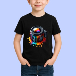Tricou Obiectiv foto colorat fotografie urbana artistica Copii | Dama | Barbat, culoare negru - Img 3