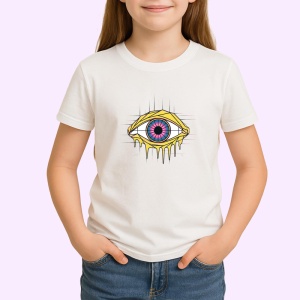Tricou Ochi Galben Roz Desen Geometric, Copii | Dama | Barbat - Img 3