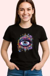 Tricou Ochi mandala amestec pana paun, Copii | Dama | Barbat , tricou negru - Img 3