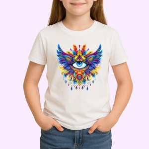 Tricou ochi mandala aripi inger explozie lumina, Copii | Dama | Barbat - Img 3