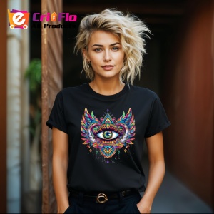 Tricou Ochi mandala centru flacara divina, Copii | Dama | Barbat , tricou negru