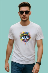 Tricou ochi mandala curcubeu stropi acuarela, Copii | Dama | Barbat - Img 2