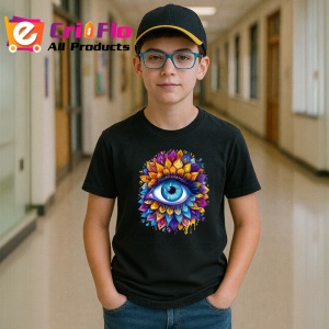 Tricou Ochi mandala explozie albastru galben, Copii | Dama | Barbat , tricou negru - Img 6