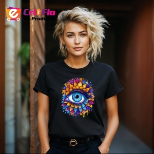 Tricou Ochi mandala explozie albastru galben, Copii | Dama | Barbat , tricou negru - Img 8