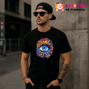 Tricou Ochi mandala explozie albastru galben, Copii | Dama | Barbat , tricou negru - Img 11