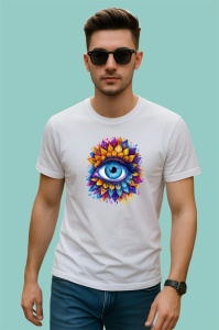 Tricou ochi mandala explozie albastru galben, Copii | Dama | Barbat - Img 2
