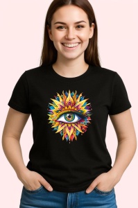 Tricou Ochi mandala floare soare radianta, Copii | Dama | Barbat , tricou negru