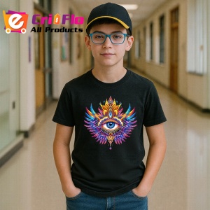 Tricou Ochi mandala phoenix radiant, Copii | Dama | Barbat , tricou negru - Img 6