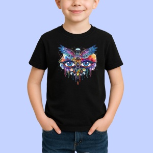 Tricou Ochi mandala stil phoenix stropi colorate, Copii | Dama | Barbat , tricou negru - Img 2