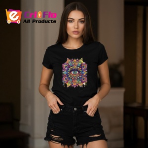 Tricou Ochi mandala tonuri bijuterie abstracte, Copii | Dama | Barbat , tricou negru